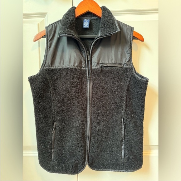 GAP Black Vest Sherpa Nylon Shearling Puffer - Picture 1 of 8